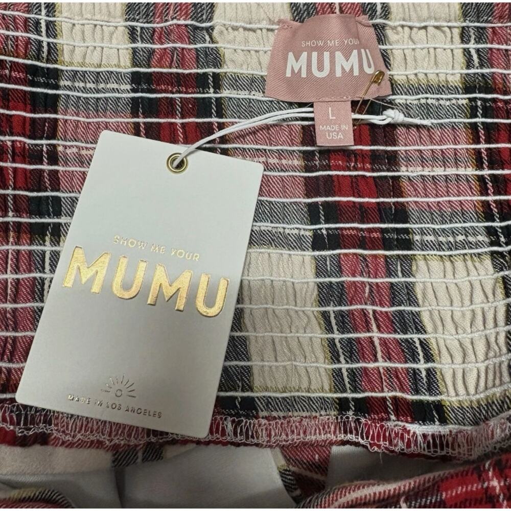 Show Me Your Mumu Plaid Bow Tube Top Large NWT - Picture 4 of 9